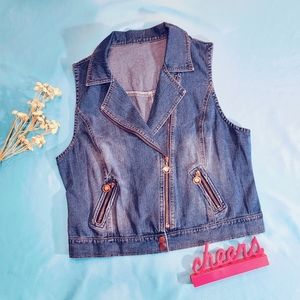 Lapel Crop Denim Vest